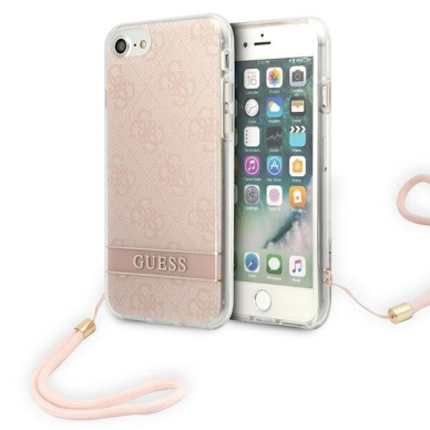 Dėklas Guess Print Strap GUOHCI8H4STP iPhone SE 2022 / SE 2020/7/8 Rožinis 1