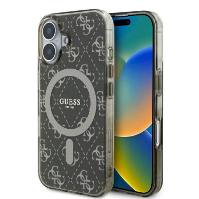 Dėklas Guess IML 4G Background MagSafe iPhone 16  - Rudas