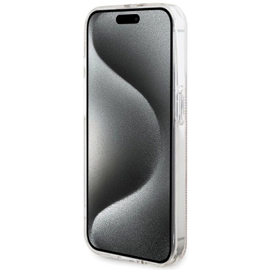 Originalus Guess dėklas IML 4G Auksinis StripeiPhone 14 Pro Max - Rožinis 4