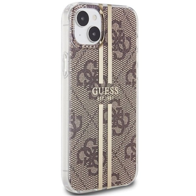 Originalus Guess dėklas IML 4G Auksinis StripeiPhone 15 / 14 / 13 - Rudas 3