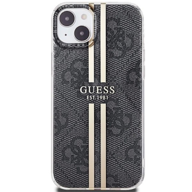 Originalus Guess dėklas IML 4G Auksinis StripeiPhone 15 Plus / 14 Plus - Juodas 2