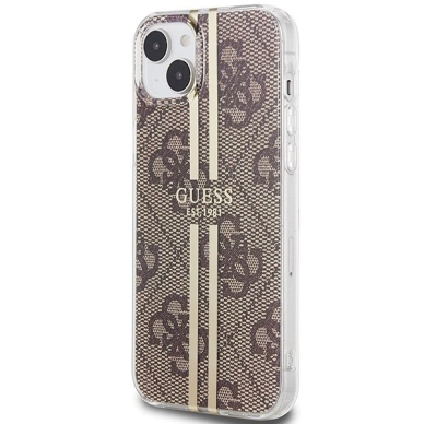 Originalus Guess dėklas IML 4G Auksinis StripeiPhone 15 Plus / 14 Plus - Rudas 1