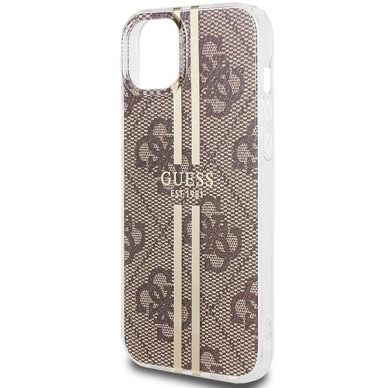 Originalus Guess dėklas IML 4G Auksinis StripeiPhone 15 Plus / 14 Plus - Rudas 5