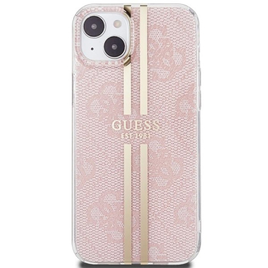 Originalus Guess dėklas IML 4G Auksinis StripeiPhone 15 Plus / 14 Plus - Rožinis 2