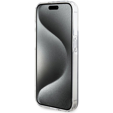 Originalus Guess dėklas IML 4G Auksinis StripeiPhone 15 Pro - Juodas 4