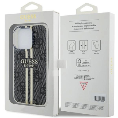 Originalus Guess dėklas IML 4G Auksinis StripeiPhone 15 Pro - Juodas 7