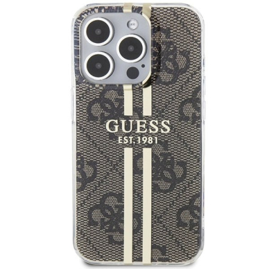 Originalus Guess dėklas IML 4G Auksinis StripeiPhone 15 Pro - Rudas 2