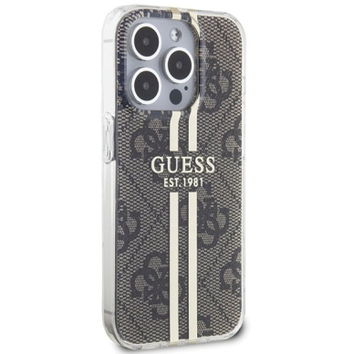 Originalus Guess dėklas IML 4G Auksinis StripeiPhone 15 Pro - Rudas 3