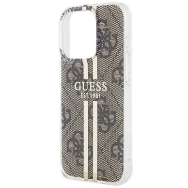 Originalus Guess dėklas IML 4G Auksinis StripeiPhone 15 Pro - Rudas 5