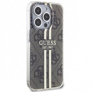 Originalus Guess dėklas IML 4G Auksinis StripeiPhone 15 Pro Max - Rudas 3