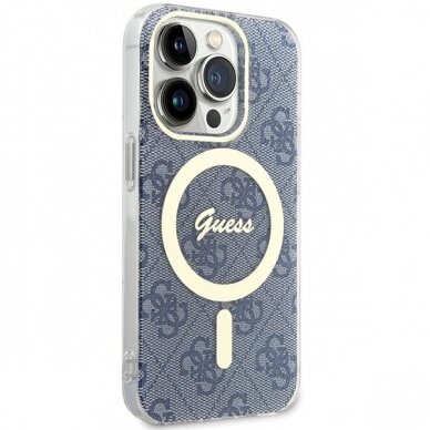 Originalus Guess dėklas IML 4G MagSafeiPhone 15 Pro - Mėlynas 3