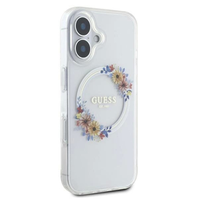 Dėklas Guess IML Flowers Wreath MagSafe iPhone 16 Plus  - Clear 3