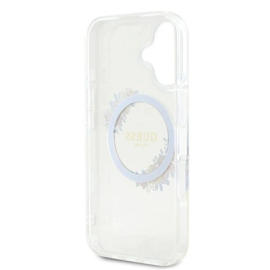 Dėklas Guess IML Flowers Wreath MagSafe iPhone 16 Plus  - Clear 6