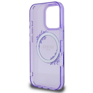 Dėklas Guess IML Flowers Wreath MagSafe iPhone 16 Pro Max  - Violetinis 6