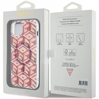 Originalus Guess dėklas IML GCube MagSafeiPhone 15 Plus / 14 Plus - Rožinis 7