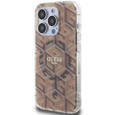 Originalus Guess dėklas IML GCube MagSafeiPhone 15 Pro - Rudas 1