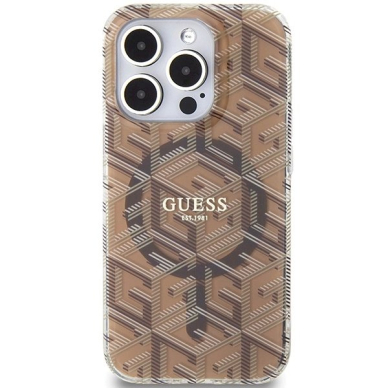 Originalus Guess dėklas IML GCube MagSafeiPhone 15 Pro - Rudas 2