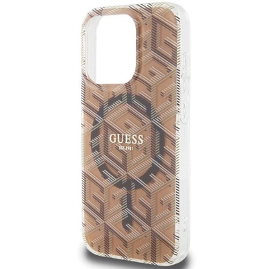 Originalus Guess dėklas IML GCube MagSafeiPhone 15 Pro - Rudas 5