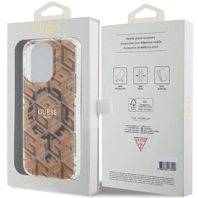 Originalus Guess dėklas IML GCube MagSafeiPhone 15 Pro - Rudas 7