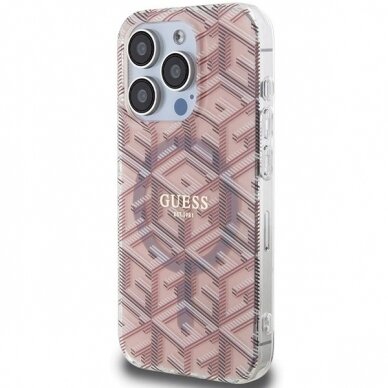 Originalus Guess dėklas IML GCube MagSafeiPhone 15 Pro - Rožinis 1