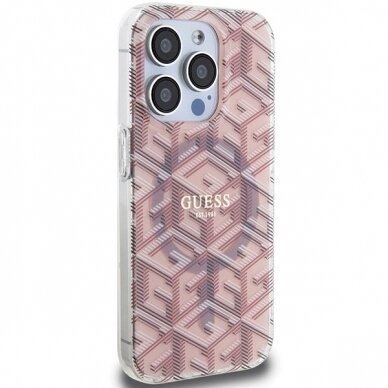 Originalus Guess dėklas IML GCube MagSafeiPhone 15 Pro - Rožinis 3