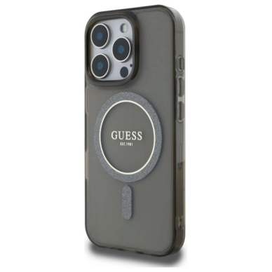 Dėklas Guess IML Glitter Circle MagSafe  iPhone 16 Pro - Juodas 1