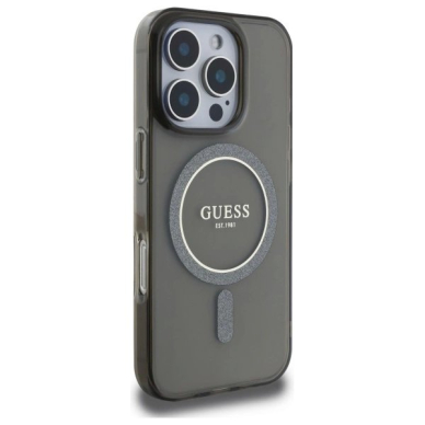 Dėklas Guess IML Glitter Circle MagSafe  iPhone 16 Pro - Juodas 3