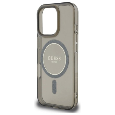 Dėklas Guess IML Glitter Circle MagSafe  iPhone 16 Pro - Juodas 5