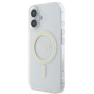 Dėklas Guess IML Glitter Circle MagSafe iPhone 16  - Clear 1