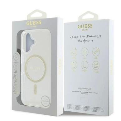 Dėklas Guess IML Glitter Circle MagSafe iPhone 16  - Clear 7