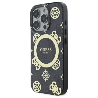 Dėklas Guess IML Peony On 4G Background MagSafe  iPhone 16 Pro - Juodas 1