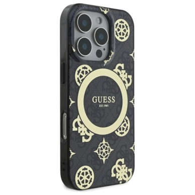 Dėklas Guess IML Peony On 4G Background MagSafe  iPhone 16 Pro - Juodas 3