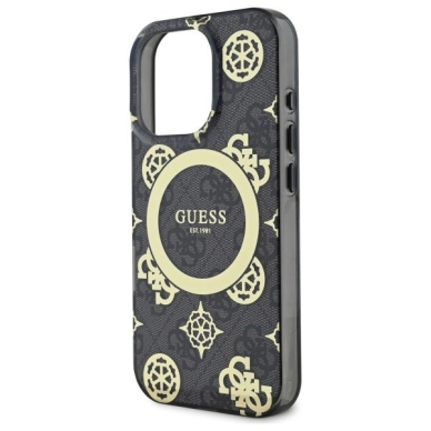 Dėklas Guess IML Peony On 4G Background MagSafe  iPhone 16 Pro - Juodas 4