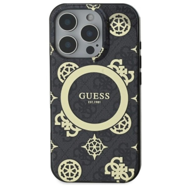 Dėklas Guess IML Peony On 4G Background MagSafe  iPhone 16 Pro Max - Juodas 2