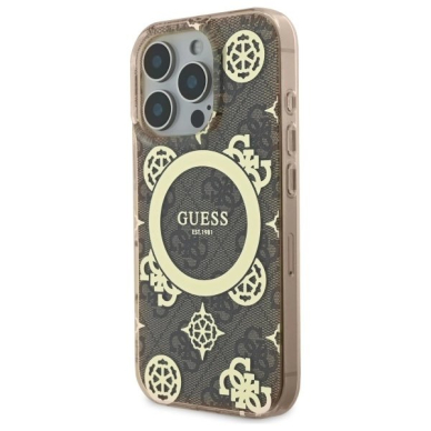 Dėklas Guess IML Peony On 4G Background MagSafe  iPhone 16 Pro Max - Rudas 1