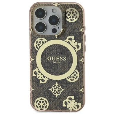 Dėklas Guess IML Peony On 4G Background MagSafe  iPhone 16 Pro Max - Rudas 2