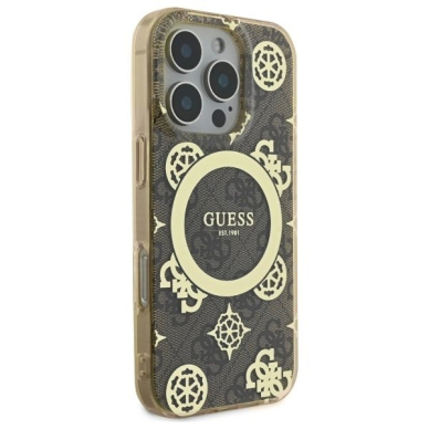 Dėklas Guess IML Peony On 4G Background MagSafe  iPhone 16 Pro Max - Rudas 3