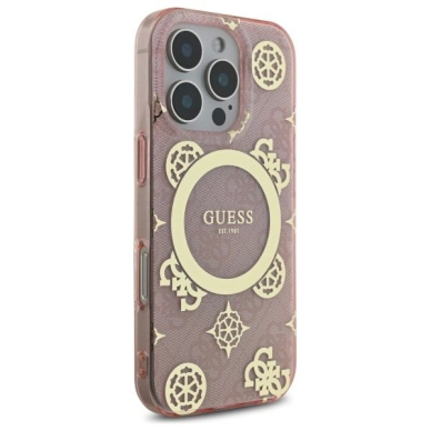 Dėklas Guess IML Peony On 4G Background MagSafe  iPhone 16 Pro Max - Rožinis 3