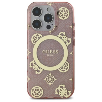 Dėklas Guess IML Peony On 4G Background MagSafe  iPhone 16 Pro - Rožinis 2