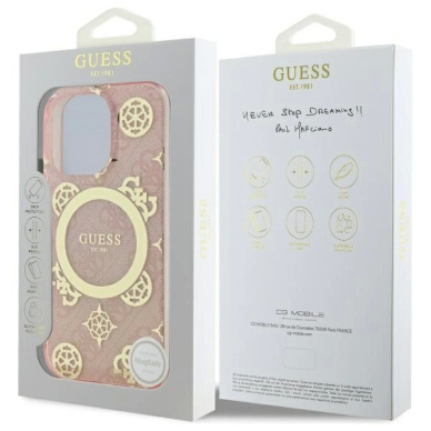 Dėklas Guess IML Peony On 4G Background MagSafe  iPhone 16 Pro - Rožinis 7