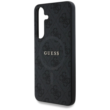 Guess Leather 4G Colored Ring Classic Logo MagSafe Samsung Galaxy S25 Dėklas Juodas 5