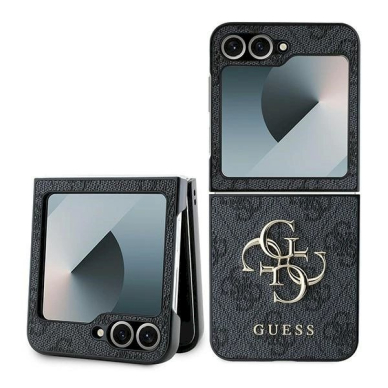 Guess Leather 4G Metal Logo Dėklas Samsung Galaxy Z Flip 6 - juodas