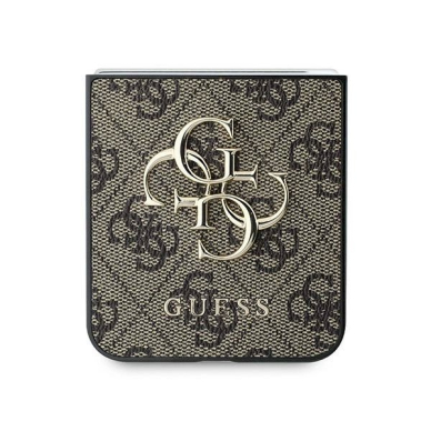 Guess Leather 4G Metal Logo Dėklas Samsung Galaxy Z Flip 6 - rudas 4