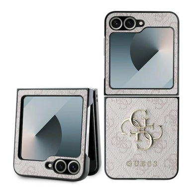 Guess Leather 4G Metal Logo Dėklas Samsung Galaxy Z Flip 6 - rožinis