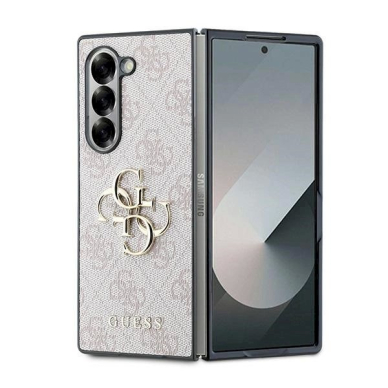 Guess Leather 4G Metal Logo Dėklas for Samsung Galaxy Z Fold 6 - Rožinis