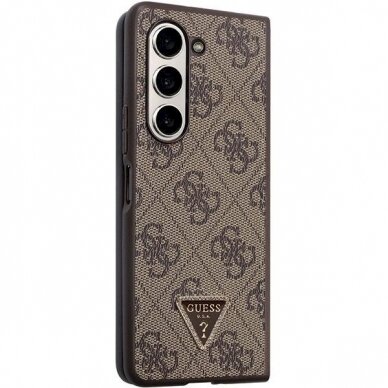 Dėklas Guess Leather 4G Triangle Strass Dėklas skirta Samsung Galaxy Z Fold 5 - Rudas 4