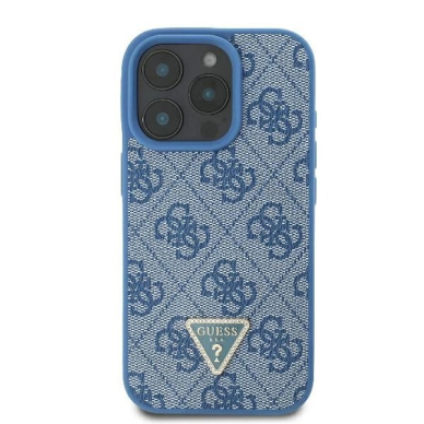 Dėklas Guess Leather 4G Triangle Strass MagSafe  iPhone 16 Pro Max - Mėlynas 2