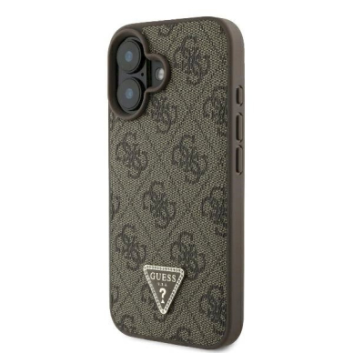 Dėklas Guess Leather Metal Logo Strass Crossbody  iPhone 16 - Rudas 1