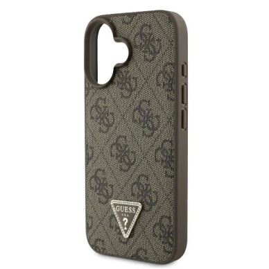 Dėklas Guess Leather Metal Logo Strass Crossbody  iPhone 16 - Rudas 5