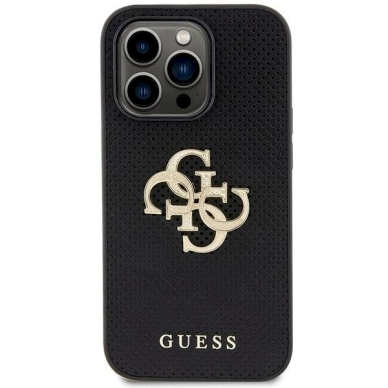 Guess Leather Perforated 4G Glitter Logo Case for iPhone 15 Pro Max - Juodas 2